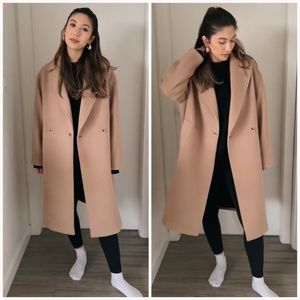Zara Women's Wool Camel Coat - Influencer Fame - XS